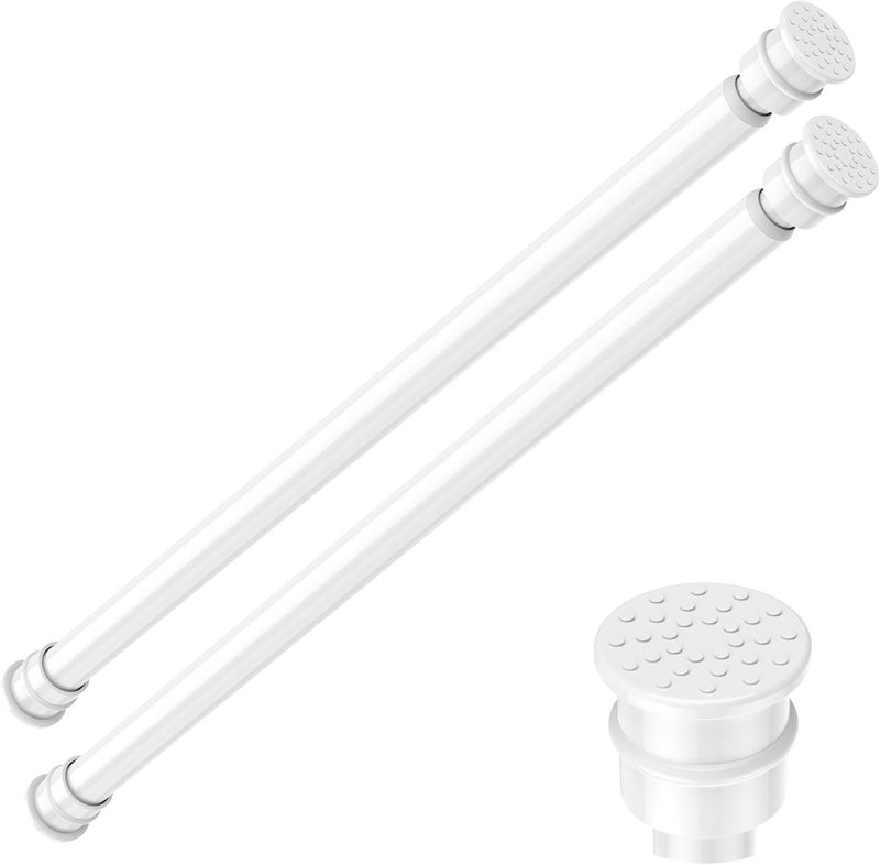 fvonzn Tension Curtain Rod 17 to 28 Inch Adjustable Tension Rods 2 Pack Expandable Spring Tension Rod White No Drilling for Closet Kitchen Cupboard Wardrobe Door Bookshelf DIY Projects - Image 1
